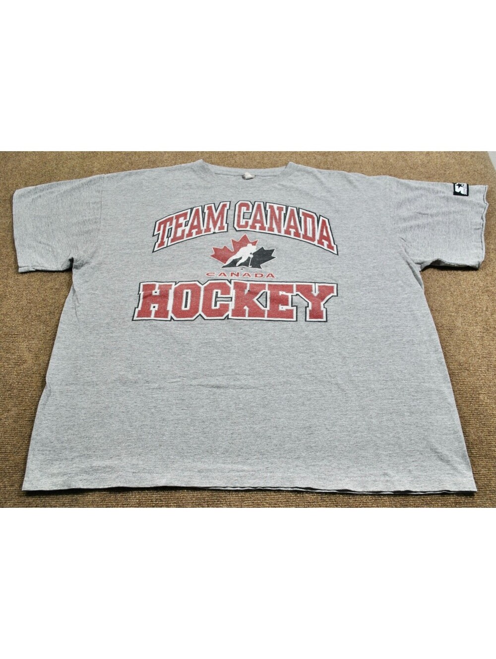 Vintage Team Canada Hockey NHL 90s Starter Brand Gray Shirt Size X-Large
